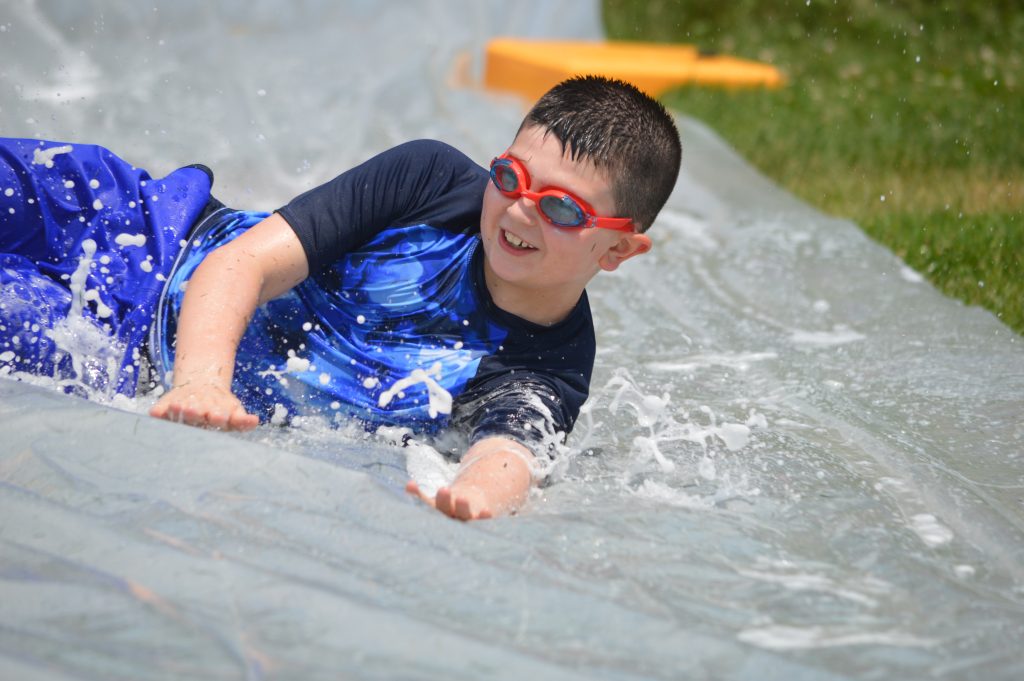 Child on a waterslide.