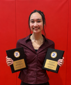 Bancroft Upper School students with her state speech trophies.
